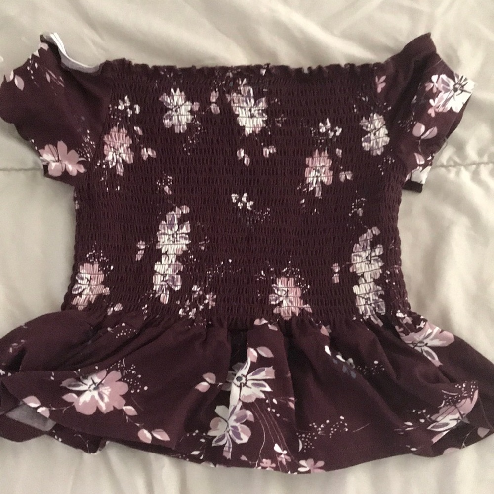 FLORAL PURPLE OFF THE SHOULDER TOP